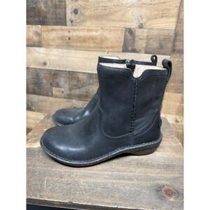 UGG Simmens Black Leather Waterproof Ankle Biker Boots 1004177 Womens 7